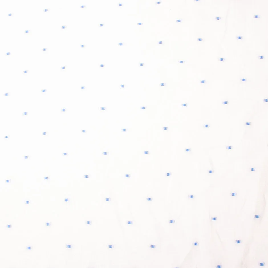 Blue Spotted White Superfine Pure Linen Shirting