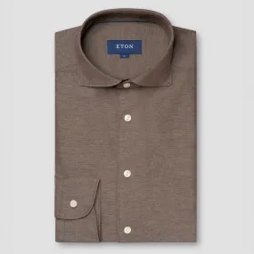 Brown Solid Recycled Cotton Slim Fit Casual Shirt - ETON