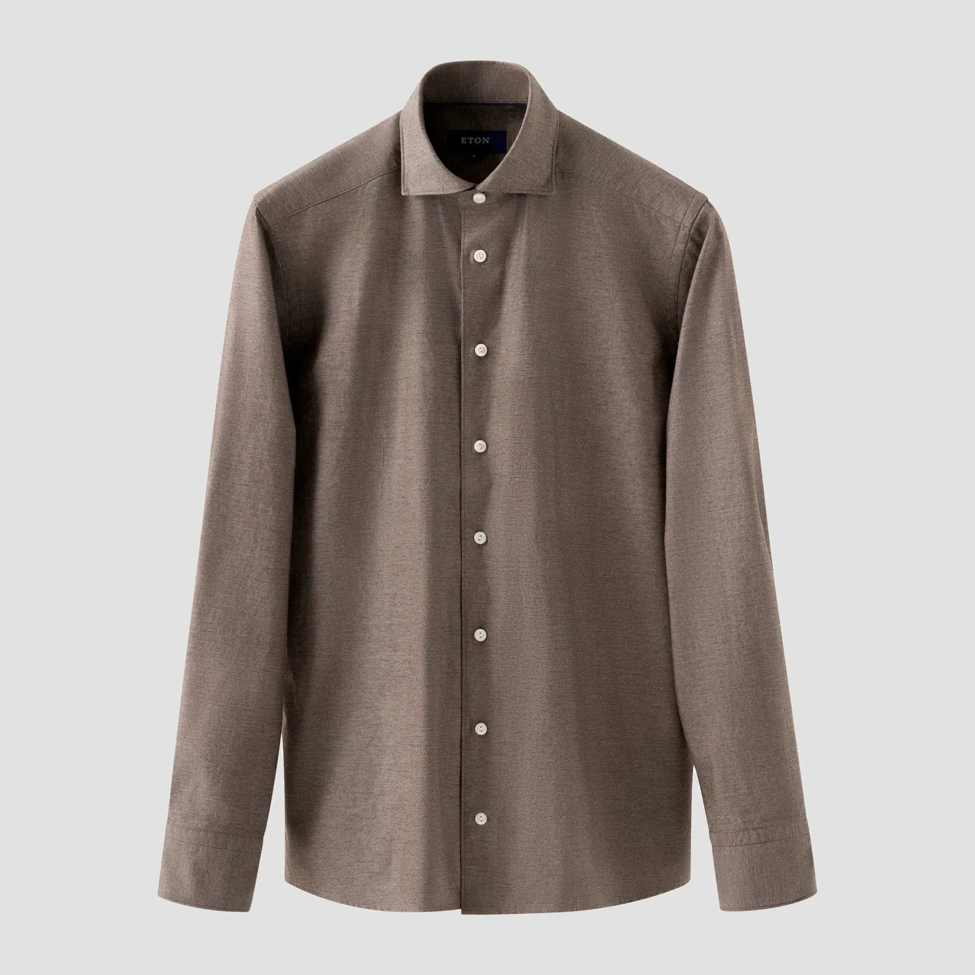 Brown Solid Recycled Cotton Slim Fit Casual Shirt - ETON