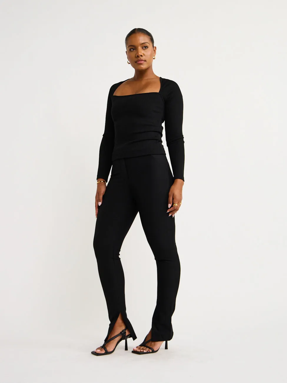 By Johnny Pia Ankle Split Pant in Black