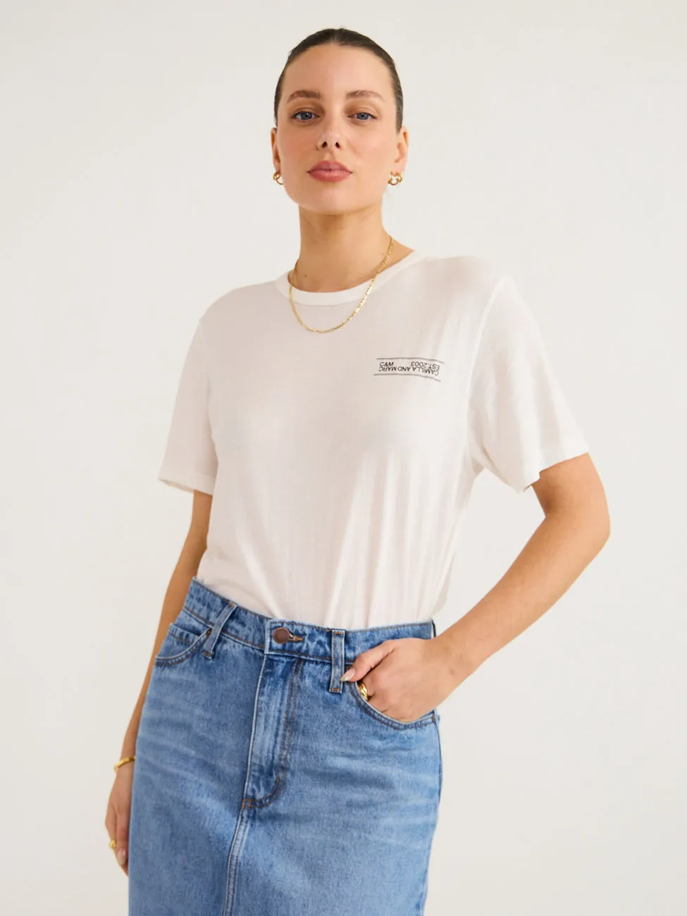 Camilla and Marc Darcy Lightweight Logo Tee in Soft White