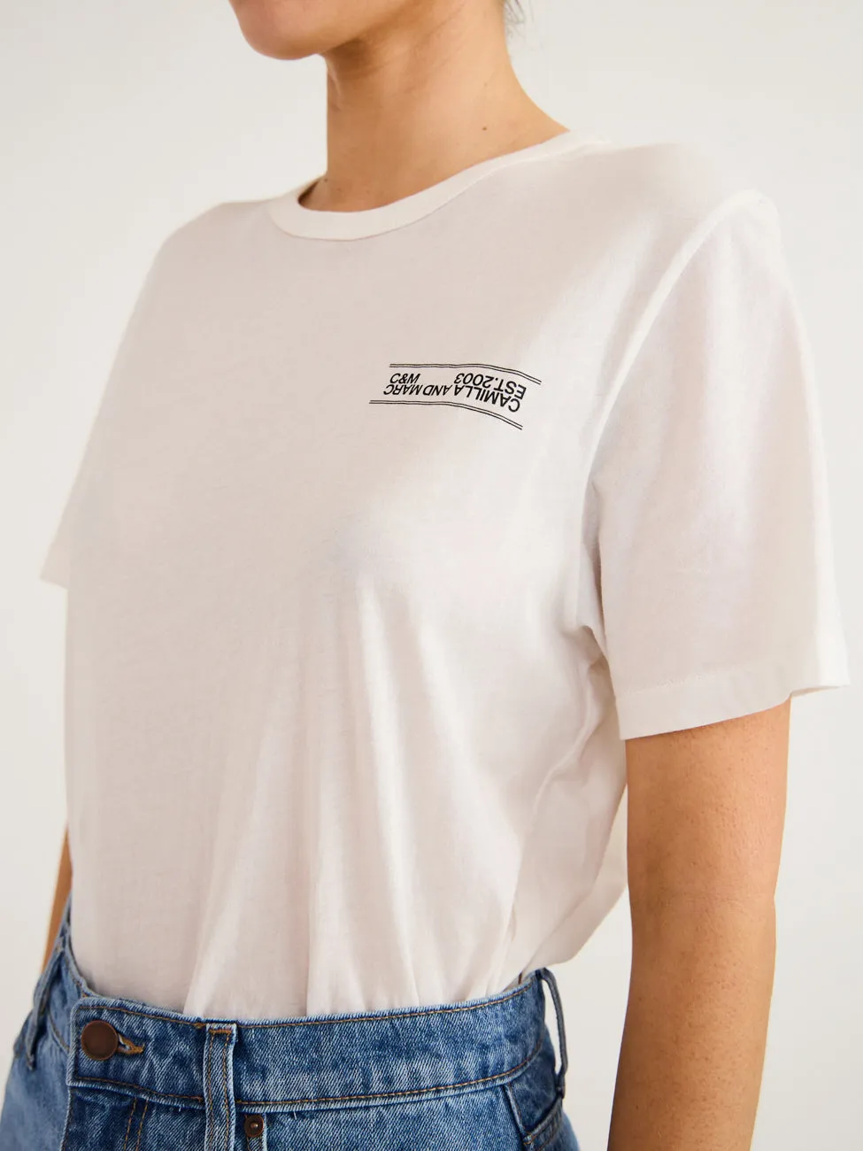 Camilla and Marc Darcy Lightweight Logo Tee in Soft White