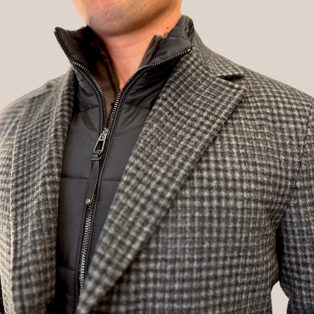 Checks Woolen Quilted Inlay Jacket - Grey