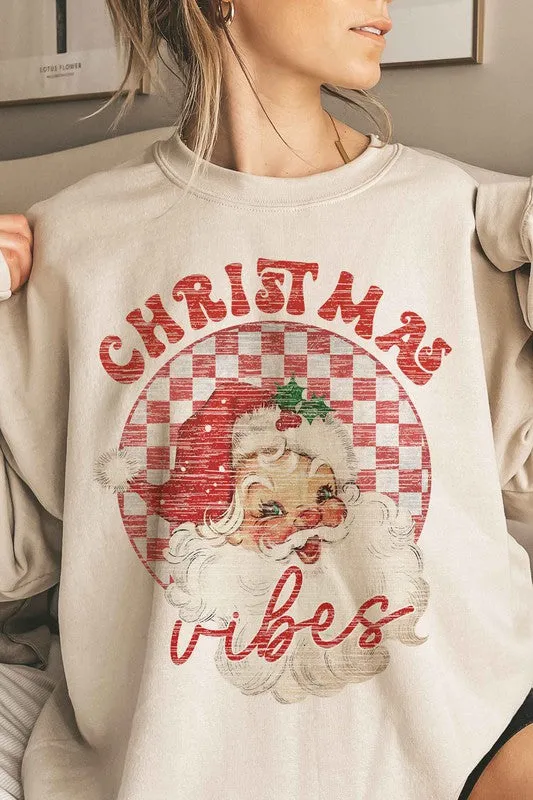 CHRISTMAS SANTA VIBES OVERSIZED GRAPHIC SWEATSHIRT