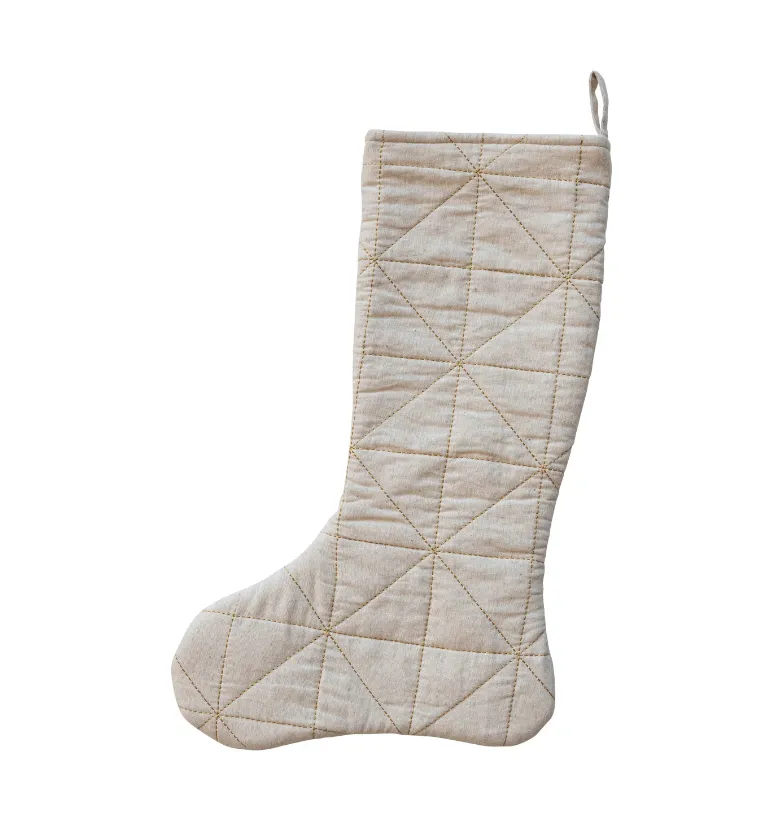 Cozy Farmhouse Quilted Linen Stocking