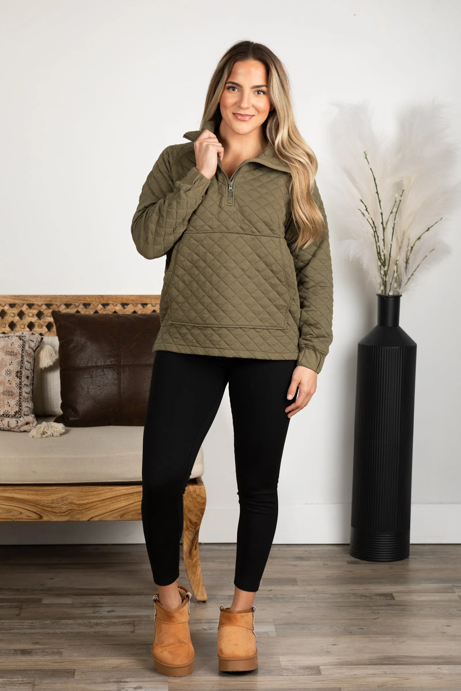 Cozy Quilted Jersey Pullover