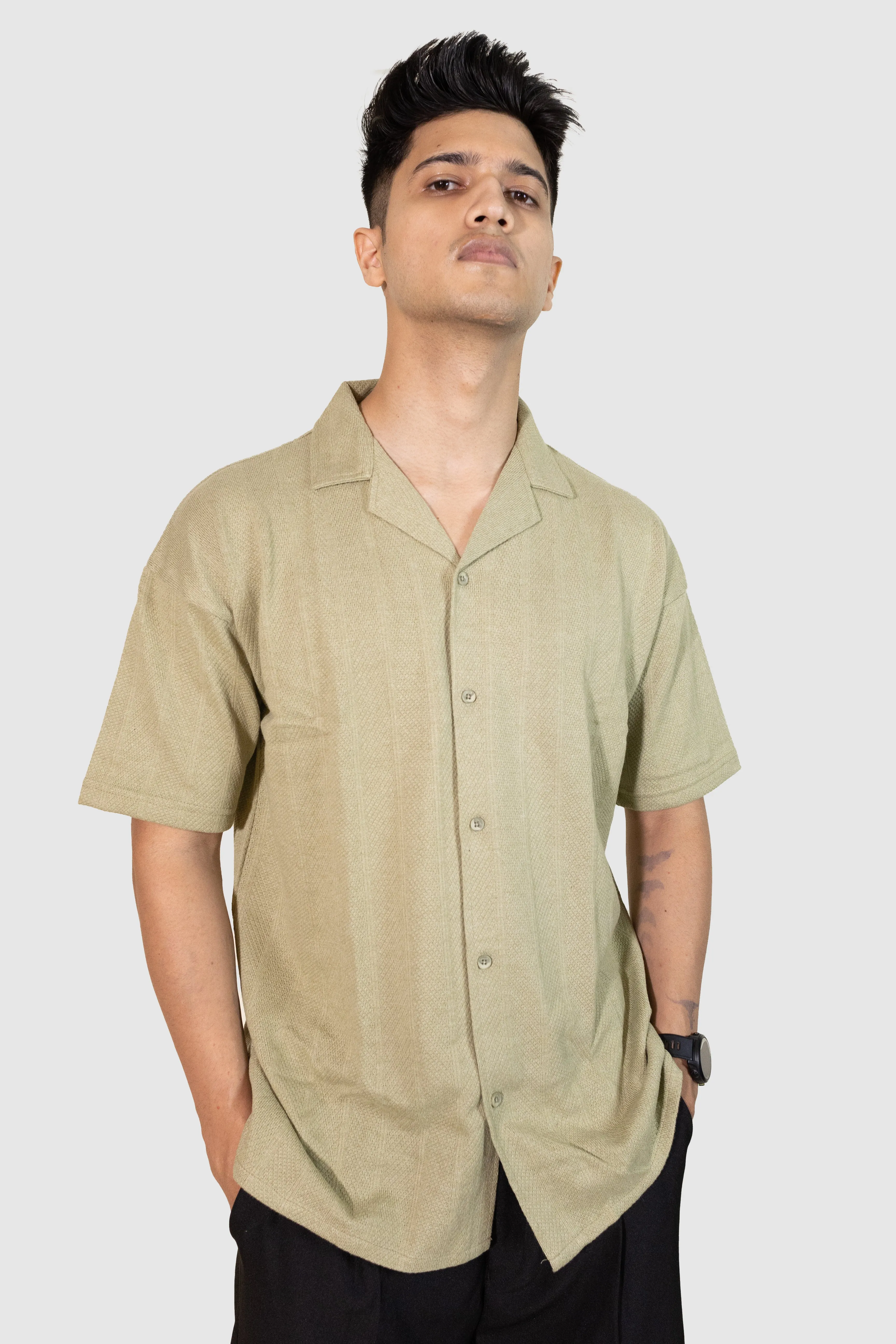 Cuban Stripe Shirt - Light Green