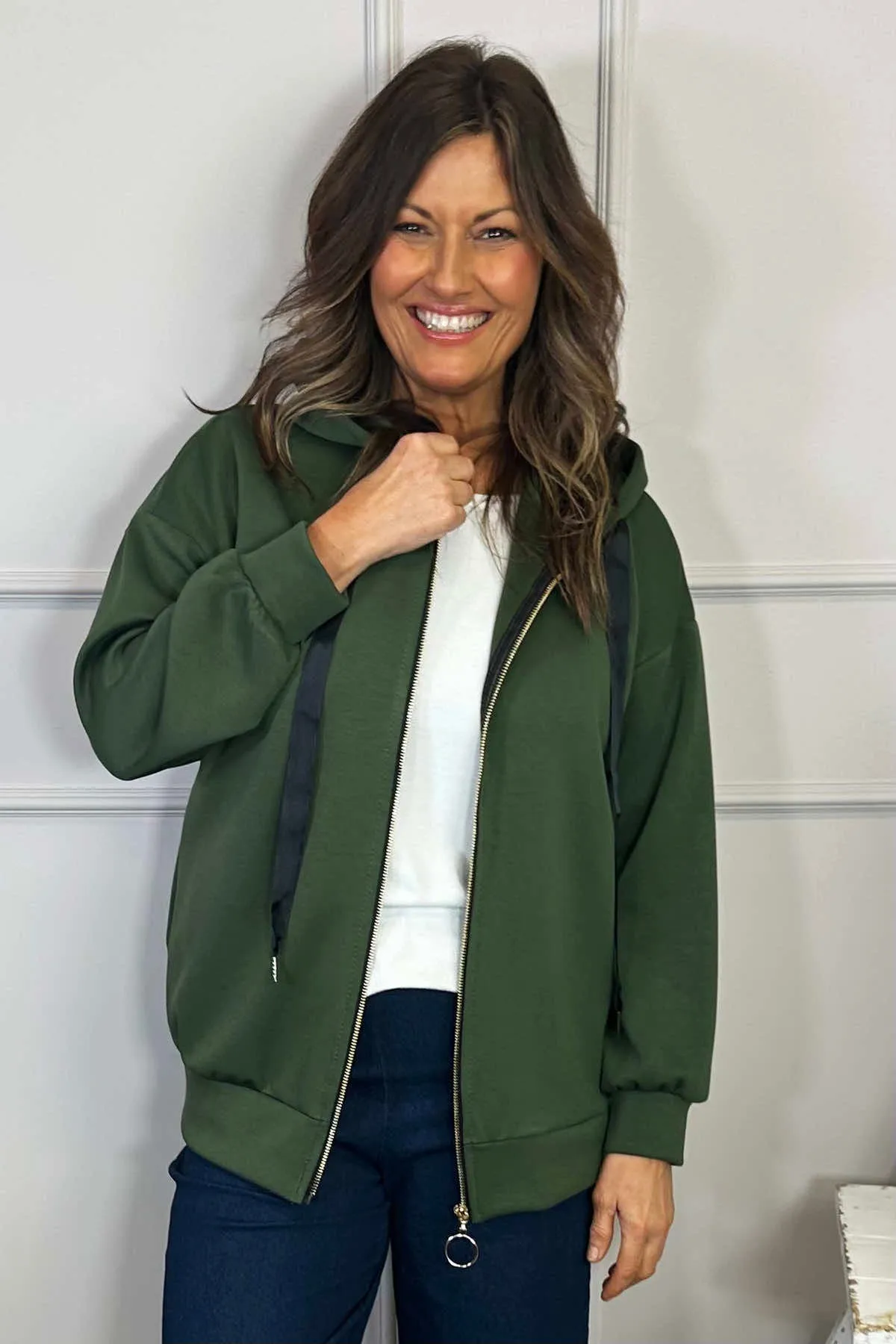 Dana Zip Up Hooded Jacket Khaki