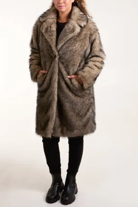 Dark Faux Fur Long Coat