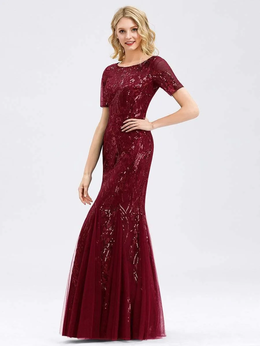 Delicate Embroidery Sequin Fishtail Evening Dress