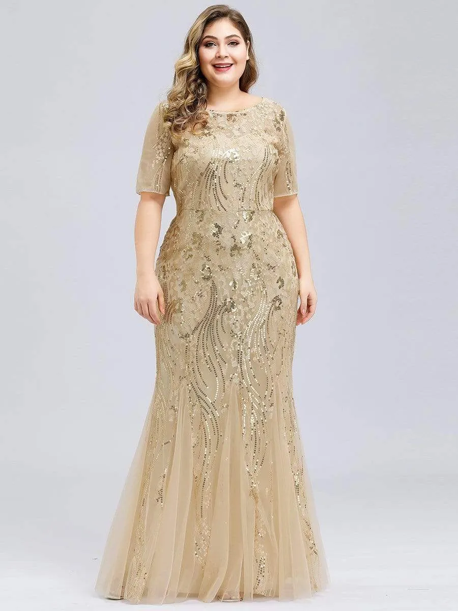 Delicate Embroidery Sequin Fishtail Evening Dress