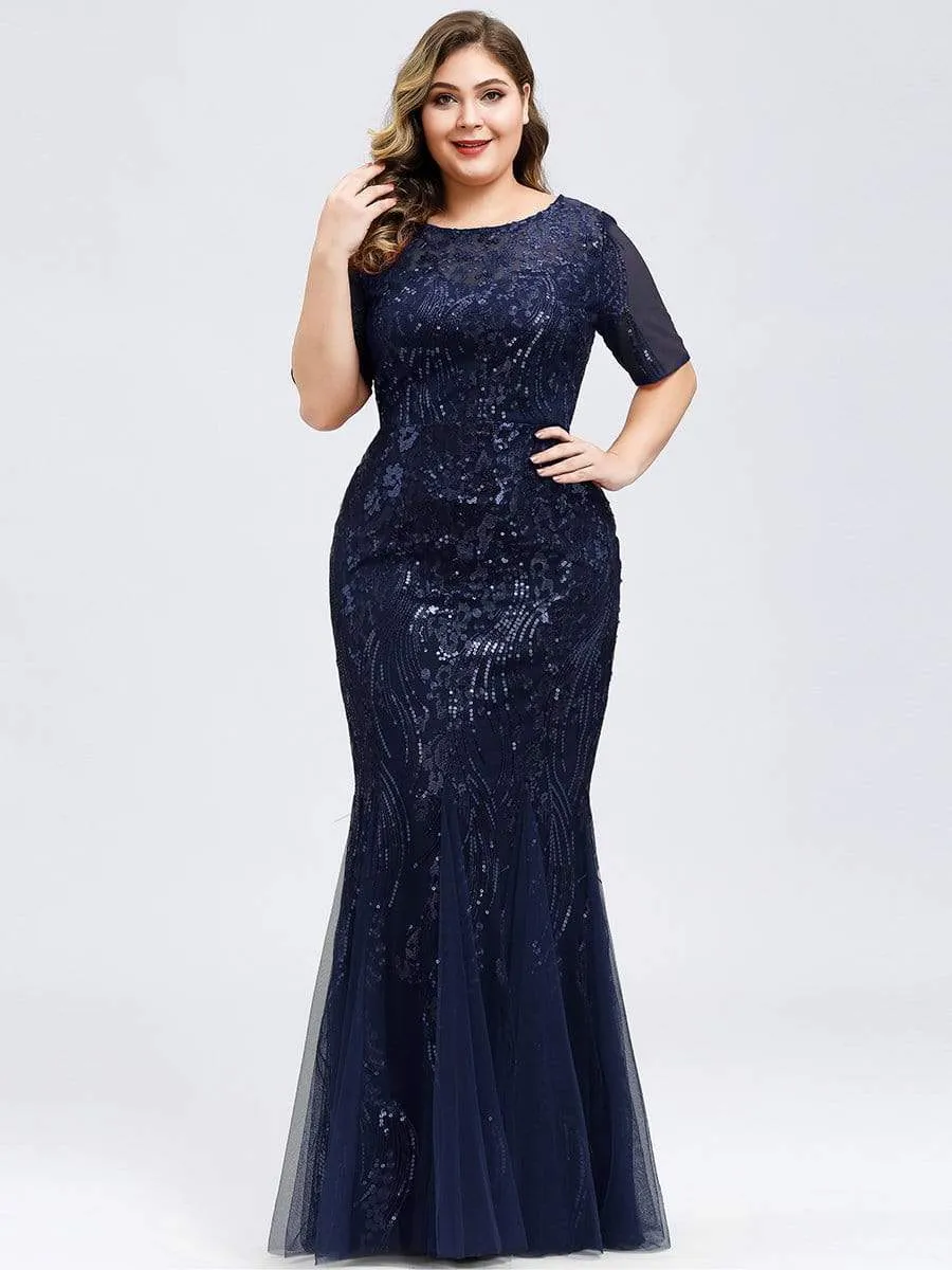 Delicate Embroidery Sequin Fishtail Evening Dress