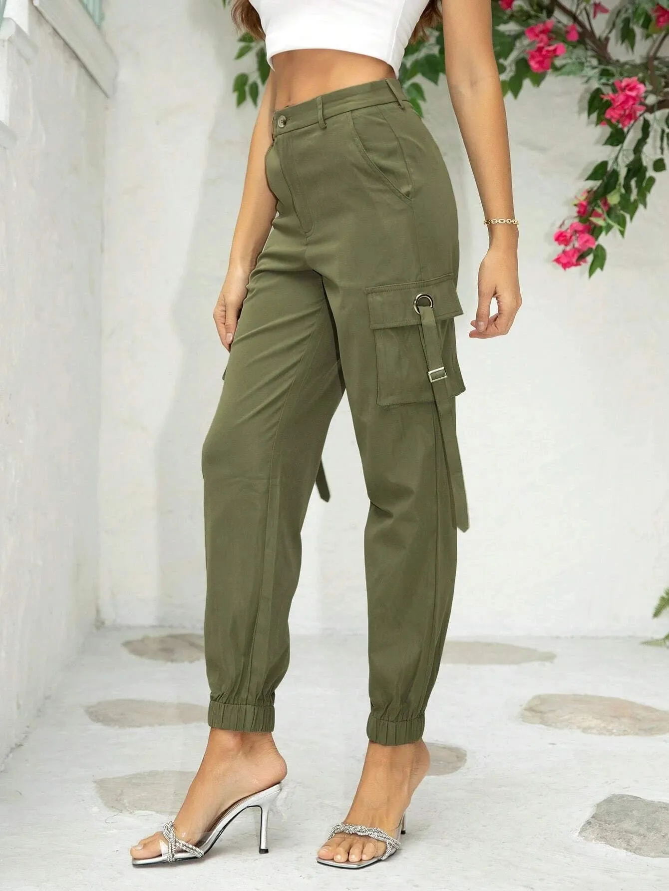 Elegant Flap Pocket Side Cargo Pants