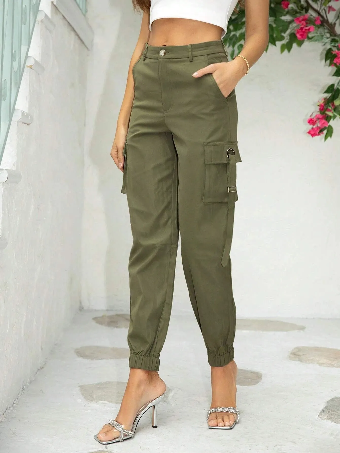 Elegant Flap Pocket Side Cargo Pants