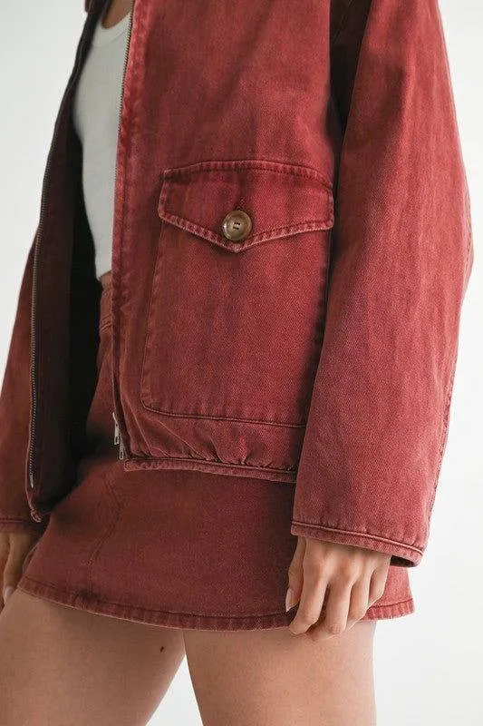 Emory Park Long Sleeve Collared Denim Jacket