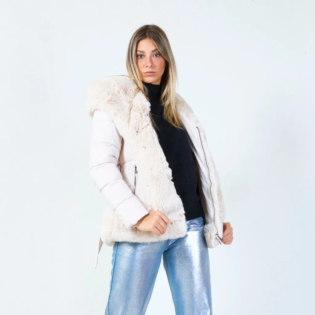 Fitted jacket with plush faux fur lining wholesale