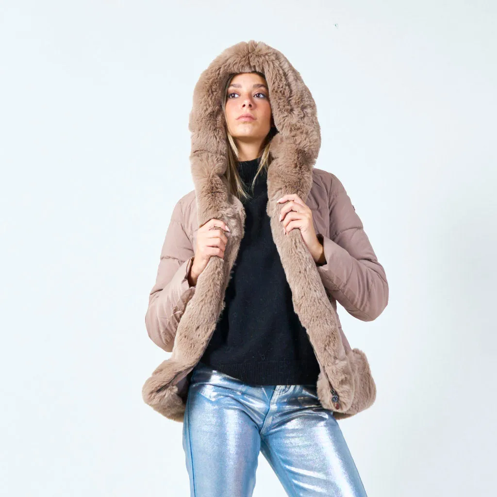 Fitted jacket with plush faux fur lining wholesale