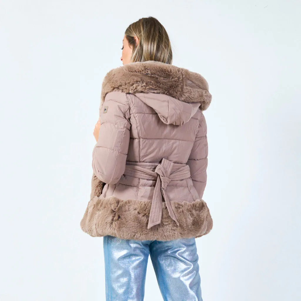 Fitted jacket with plush faux fur lining wholesale