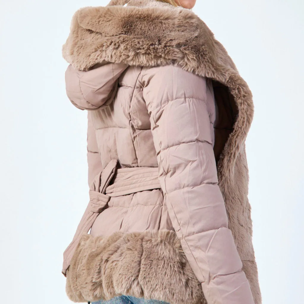 Fitted jacket with plush faux fur lining wholesale