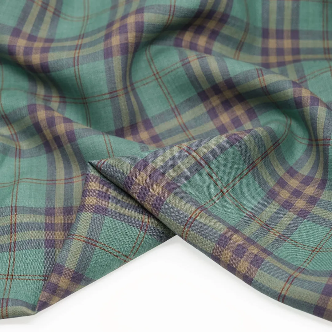 Gallery Plaid Yarn Dyed Linen - Turquoise