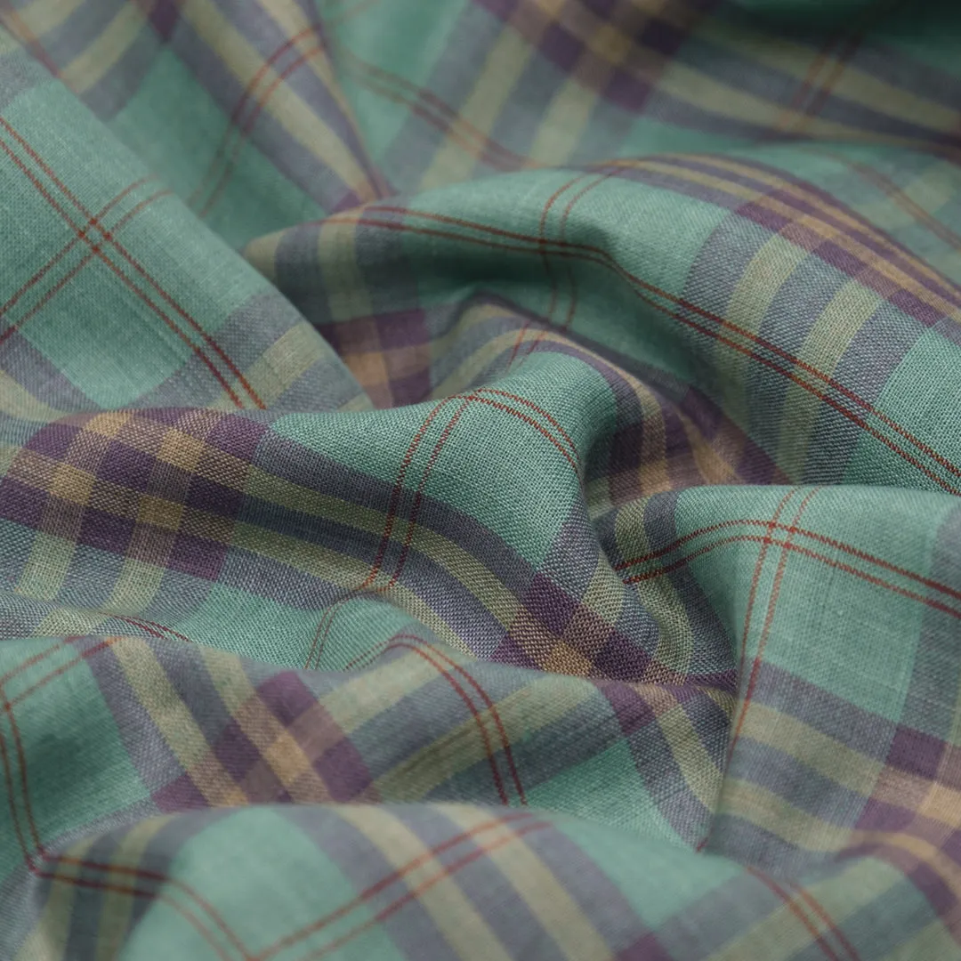 Gallery Plaid Yarn Dyed Linen - Turquoise