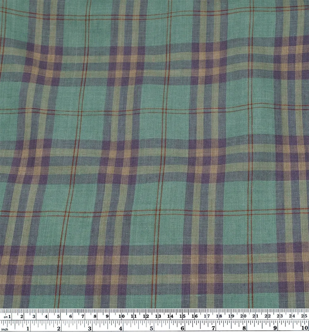 Gallery Plaid Yarn Dyed Linen - Turquoise