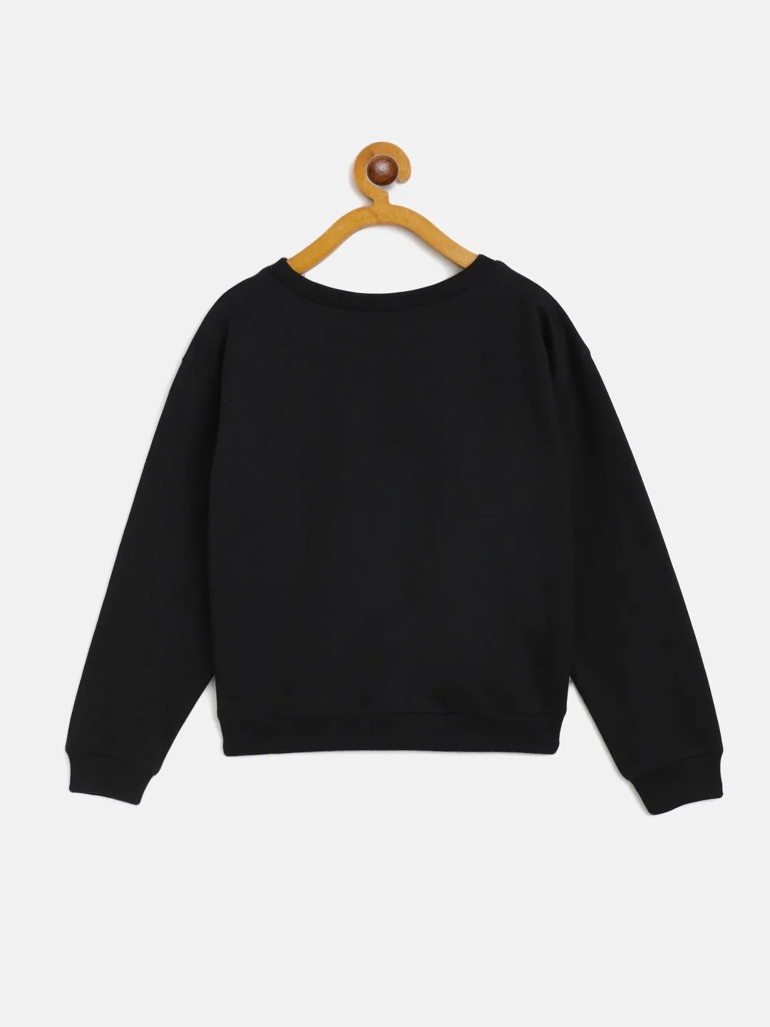 Girls Black Terry Good-Vibes Sweatshirt