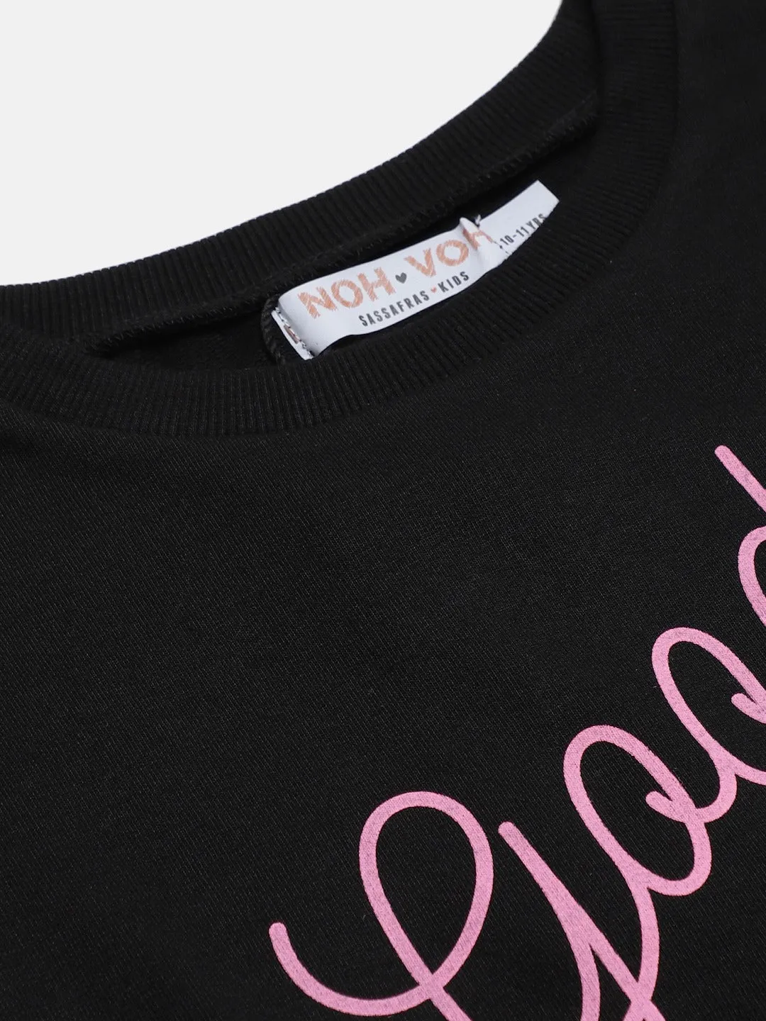 Girls Black Terry Good-Vibes Sweatshirt