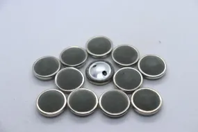 Gray Circular Metal Ring Velvet Coat Button