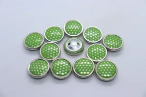 Green Circular Metal Ring Polka Dot Coat Button