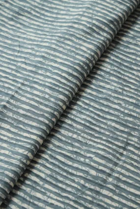 Grey And Cream Stripes Print On Pure Rayon Fabric