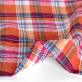 Harmony Check Yarn Dyed Linen - Guava