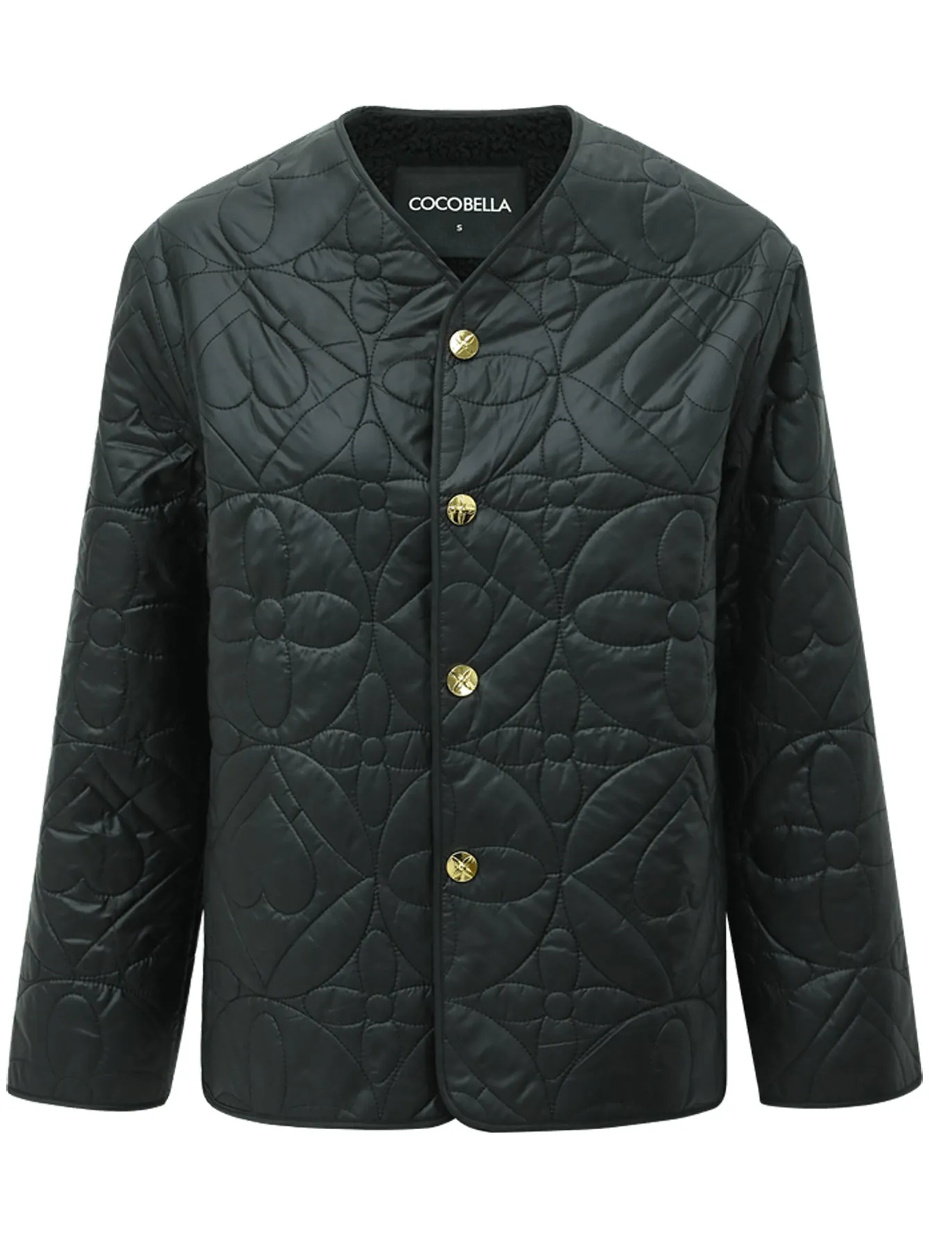 Heavy-Duty Geometric Black Quilted Puffer Jacket