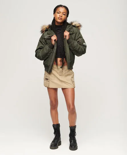 Hooded Military MA1 Bomber Jacket - Deepest Khaki