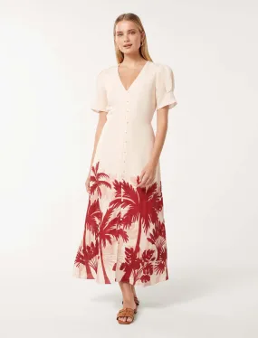 Jaz Printed Linen Midi Dress