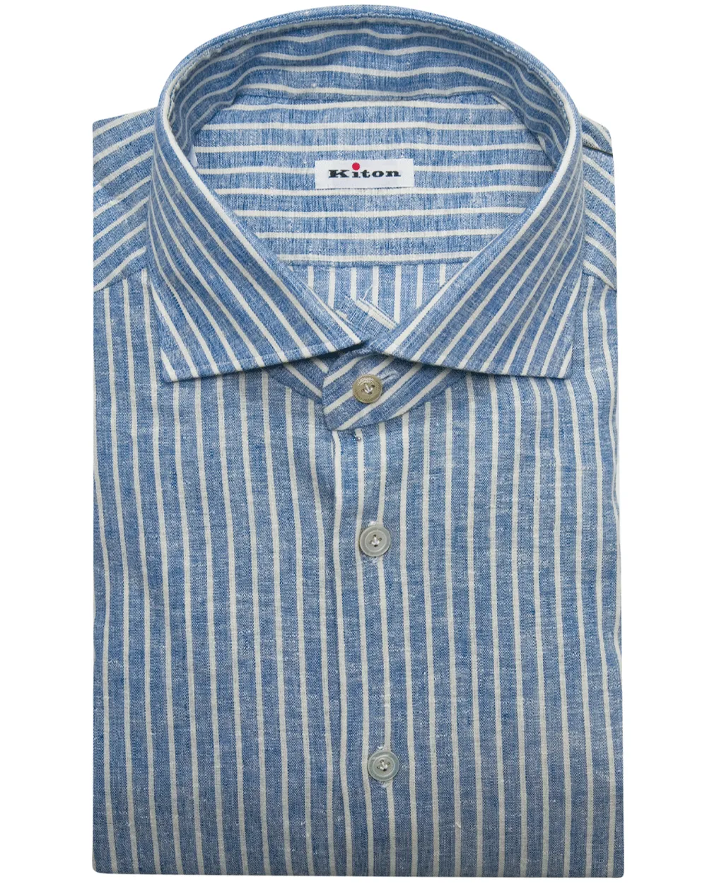 Light Blue and White Striped Linen Sportshirt