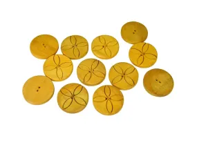 Light Yellow Floral 2 Hole Wooden Buttons