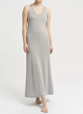 Linen long vest dress in pale grey