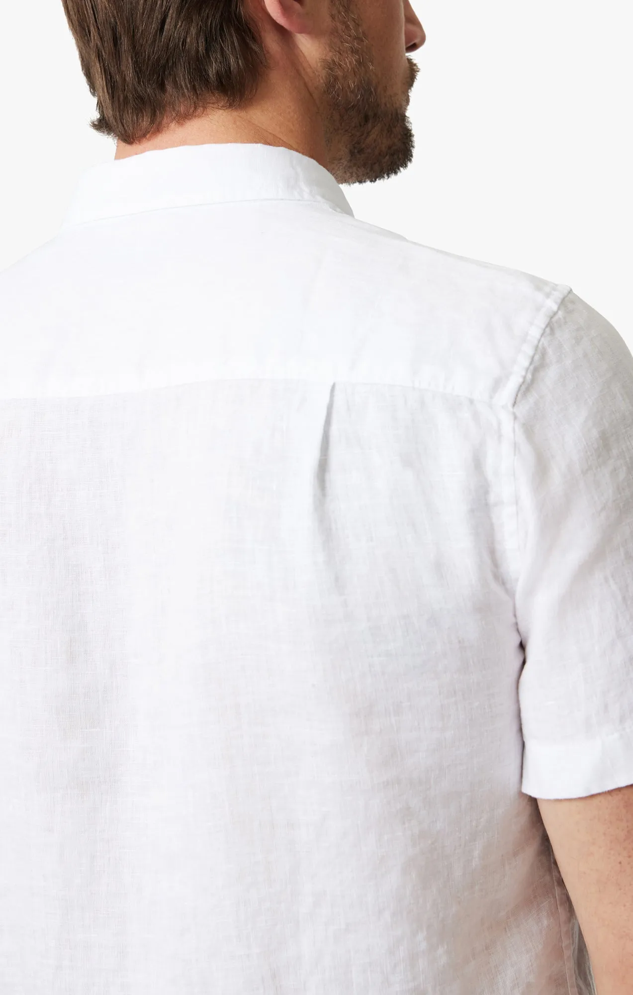 Linen Short Sleeve Shirt In Bright White