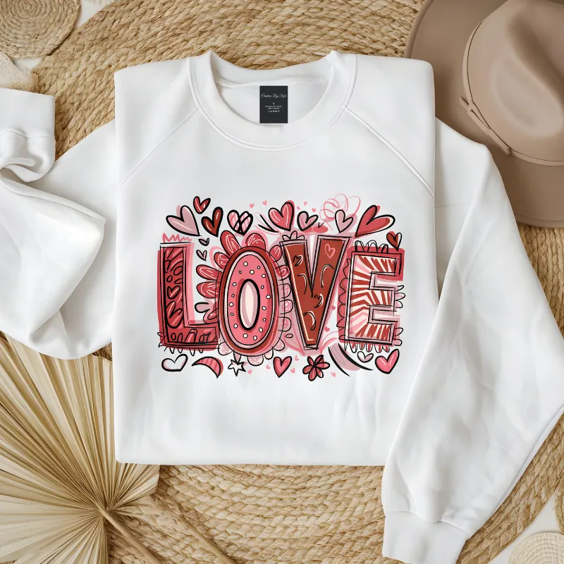 LOVE  Hearts Retro | Women Valentine Sweatshirt