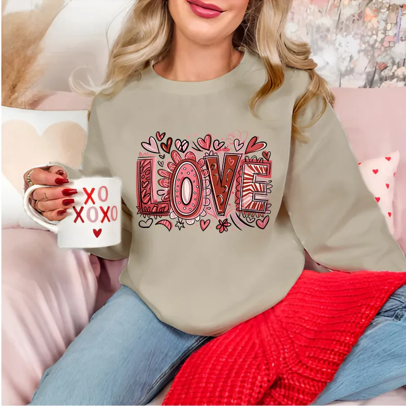 LOVE  Hearts Retro | Women Valentine Sweatshirt