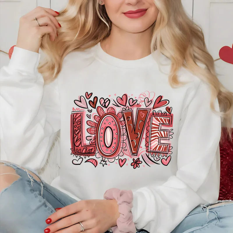 LOVE  Hearts Retro | Women Valentine Sweatshirt