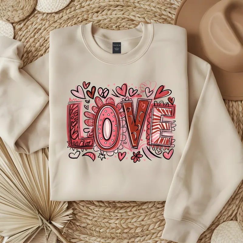 LOVE  Hearts Retro | Women Valentine Sweatshirt