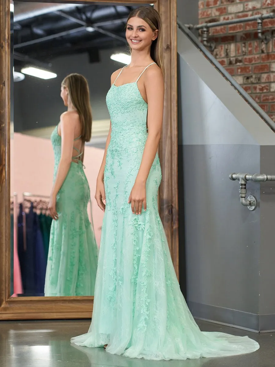 Lucille |Mermaid Spaghetti Straps Lace Prom Dress