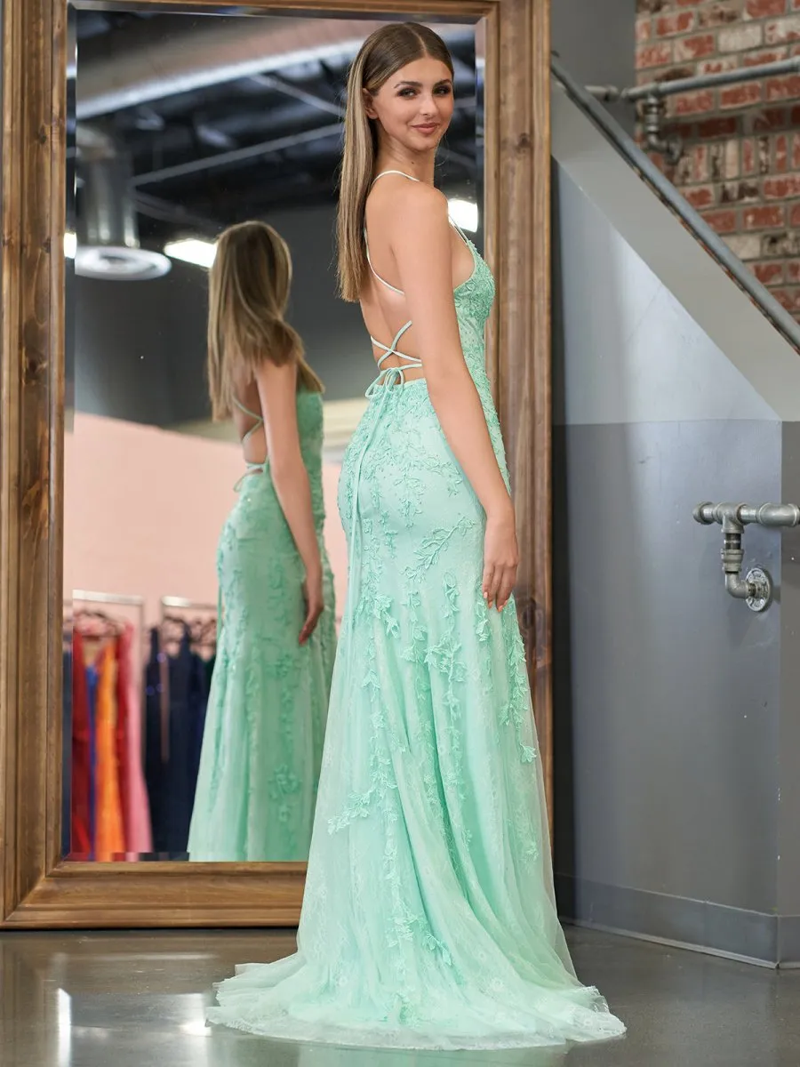 Lucille |Mermaid Spaghetti Straps Lace Prom Dress