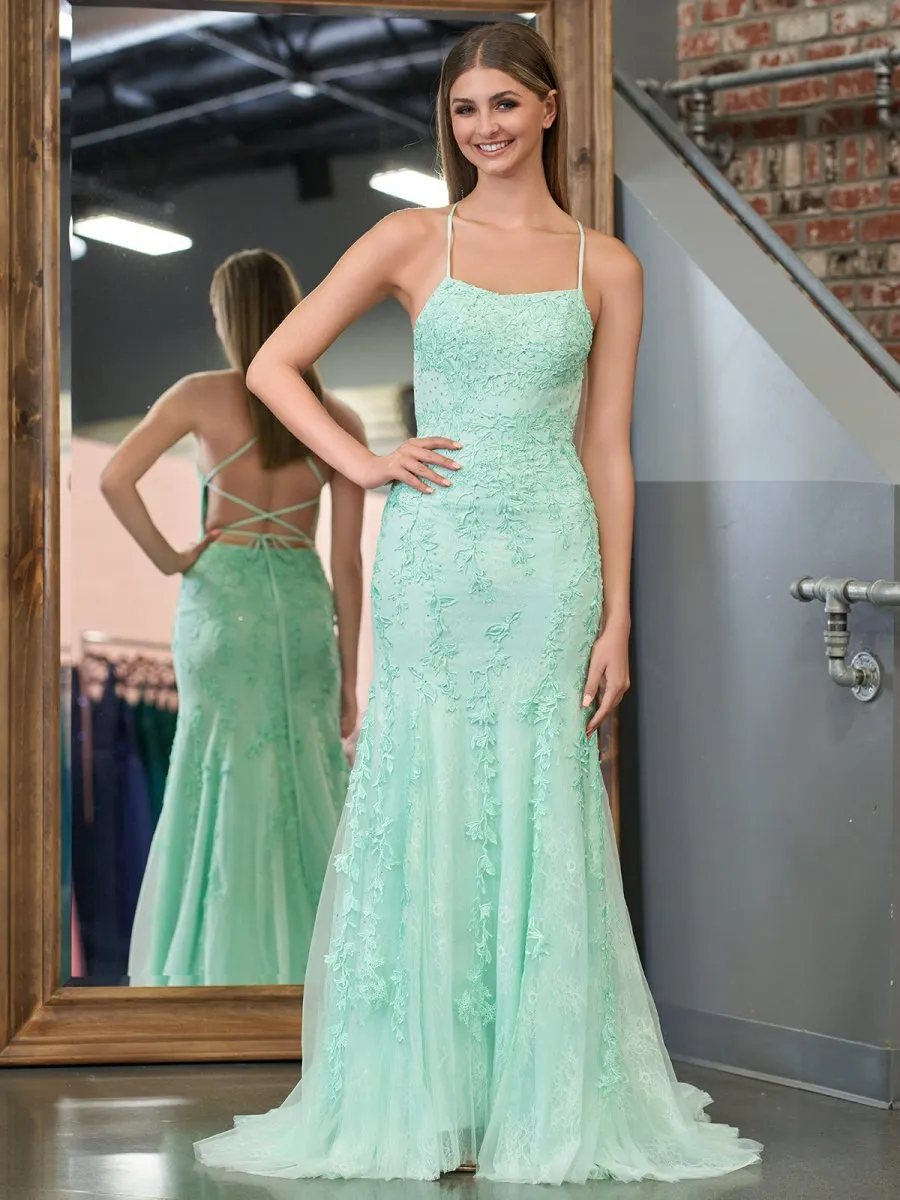 Lucille |Mermaid Spaghetti Straps Lace Prom Dress