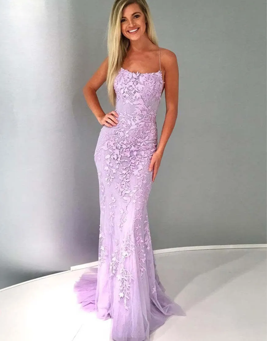 Lucille |Mermaid Spaghetti Straps Lace Prom Dress