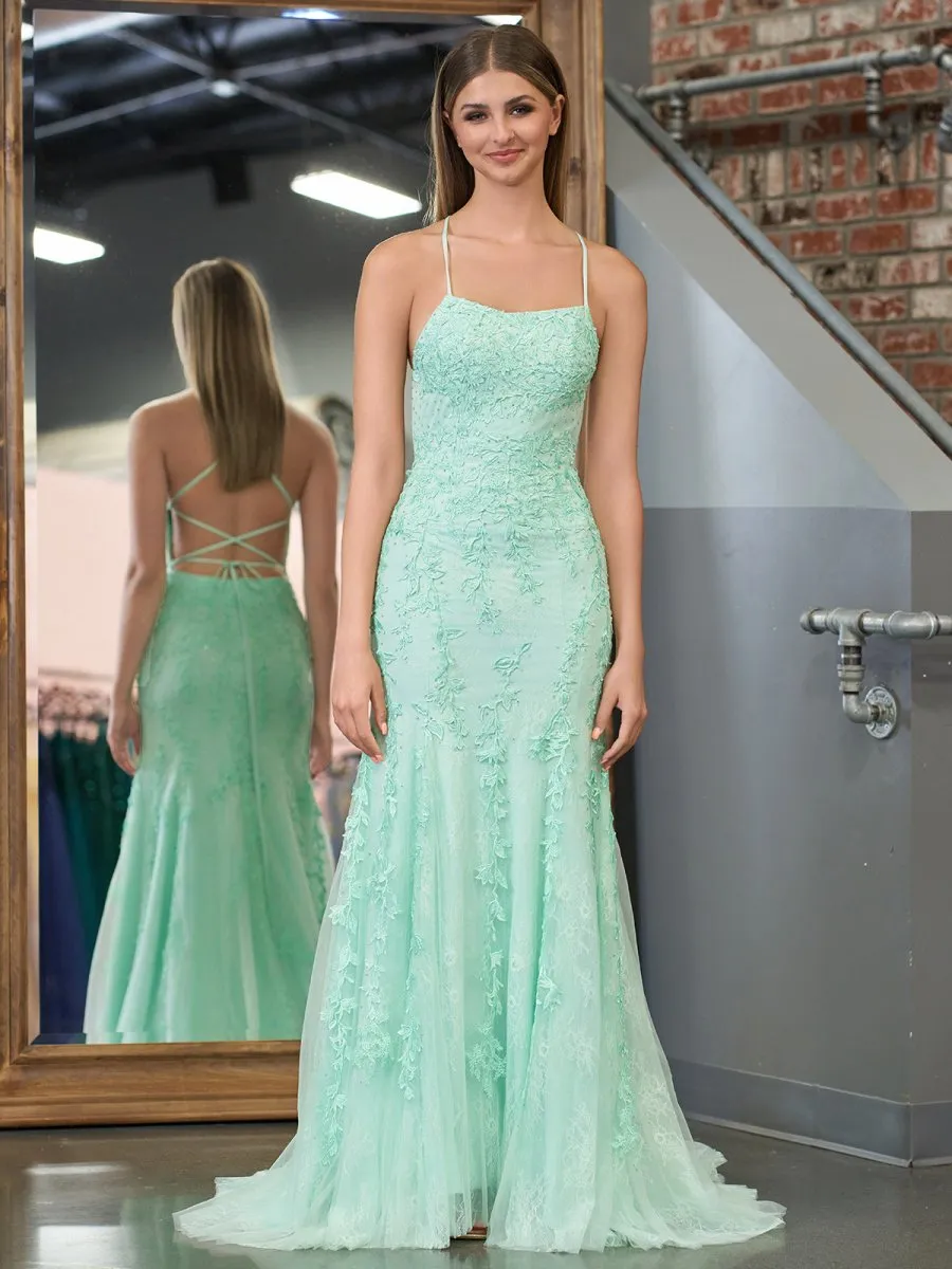 Lucille |Mermaid Spaghetti Straps Lace Prom Dress