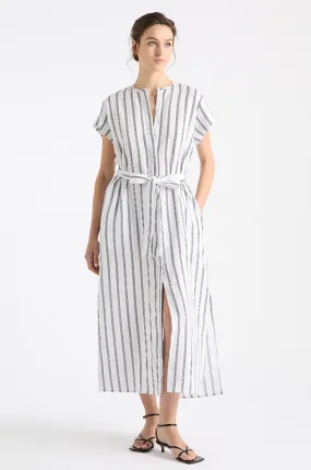 Mela Purdie - Shell Dress in Trio Stripe Print Linen