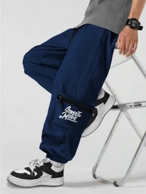 Men Royal Blue Printed Baggy Oversized Fit Cargo Jogger